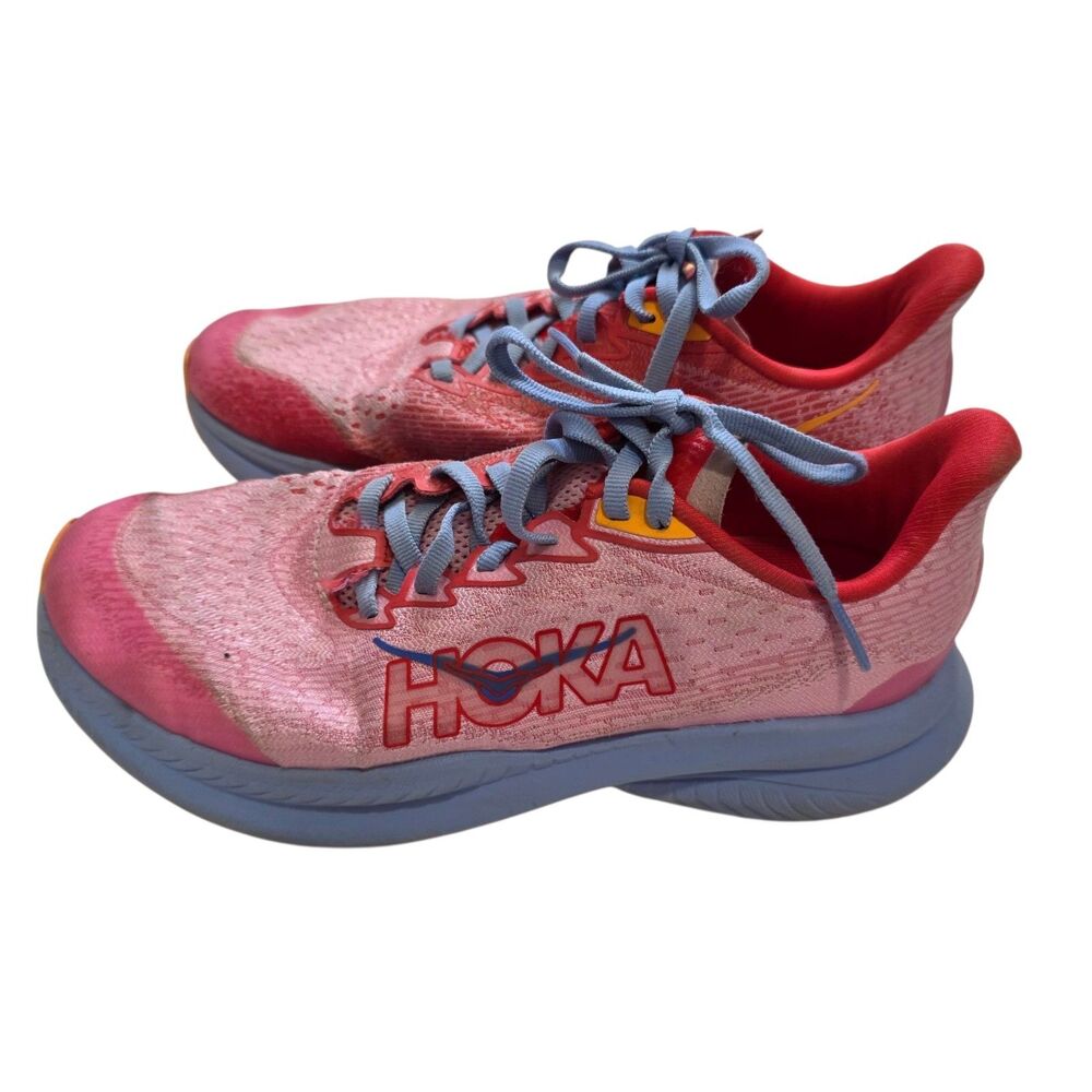 HOKA Mach‎ 6 Womens Size 4.5 Pink Blue Running Shoes Sneakers Lightweight